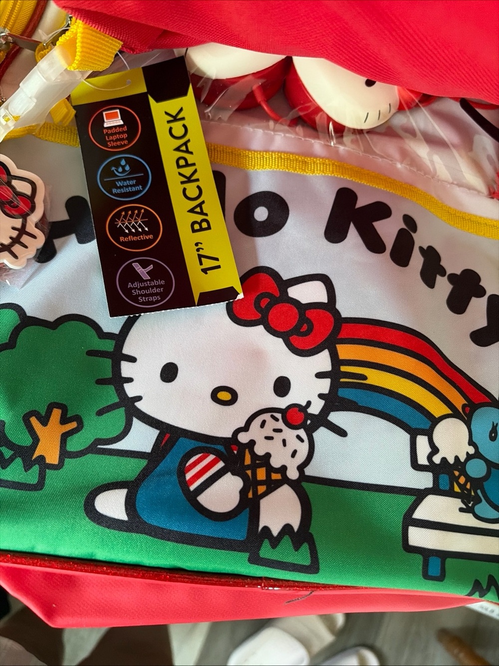 Hello Kitty New!Rainbow Backpack and Headphones - Blue, Red, Yellow, Green - Picture 5 of 7